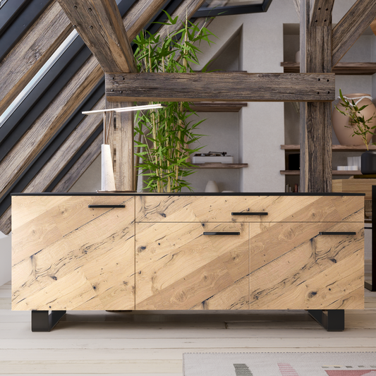 buffet-noir-bois-chene-clair